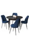 Hanah Home Juego de Mesa y Sillas 5 Piezas Tor Mármol Negro y Azul Marino 90x90x75 cm